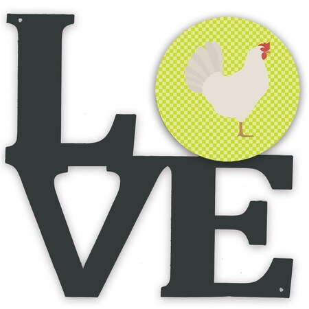 Carolines Treasures 11.5 x 11.75 in. Leghorn Chicken Green Metal Artwork Love Wall Decor BB7666WALV